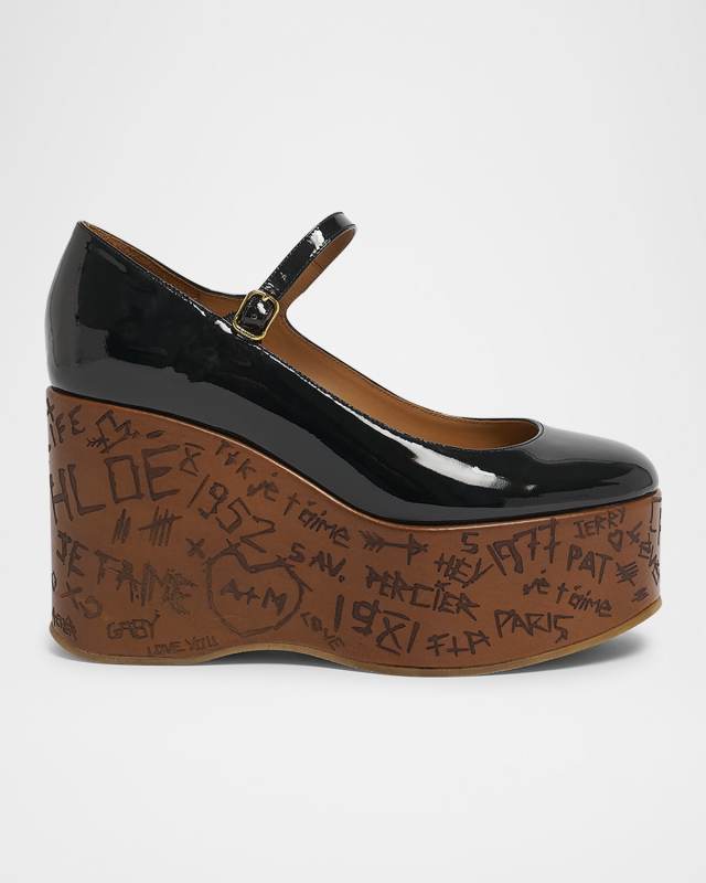 Maxime Patent Leather Platform Wedge Sandals